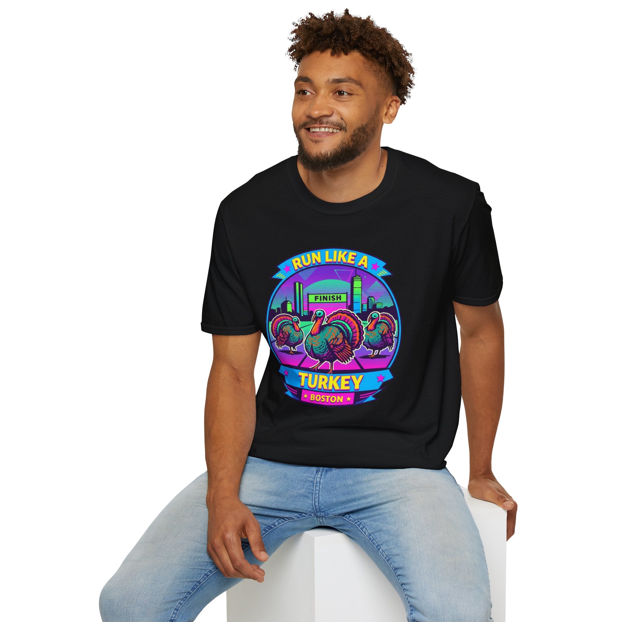 Run Like a Boston Turkey Glitch T-Shirt