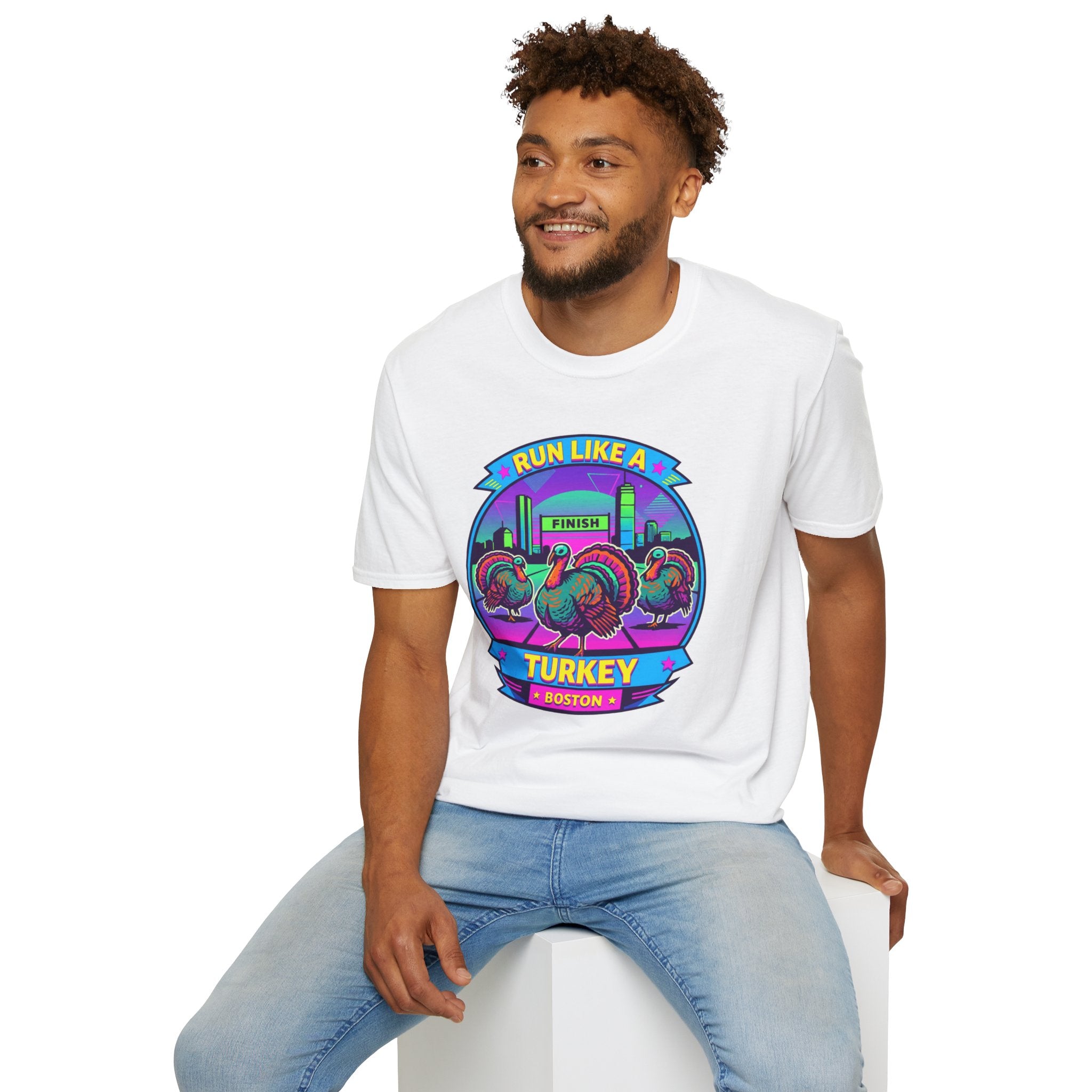 Run Like a Boston Turkey Glitch T-Shirt