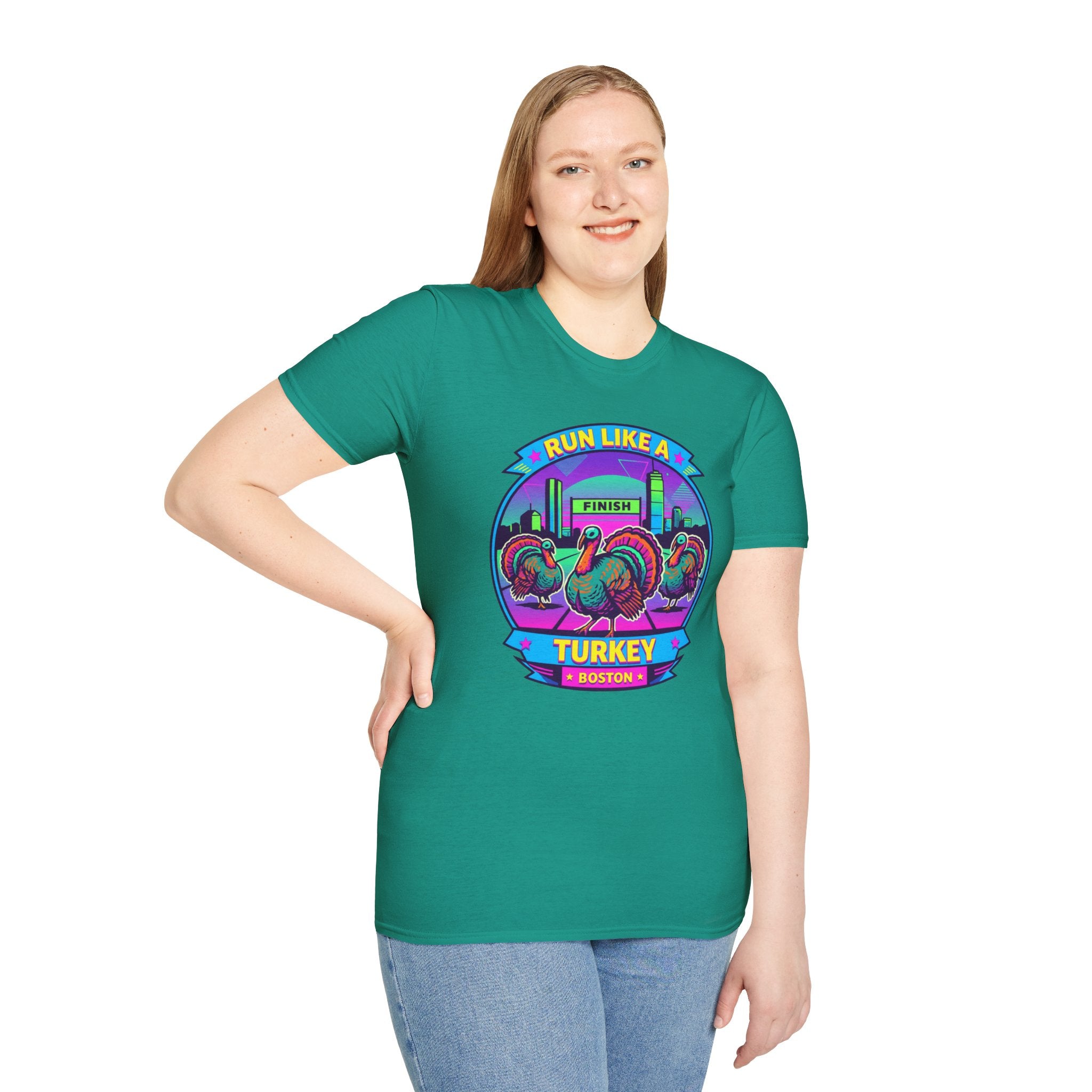 Run Like a Boston Turkey Glitch T-Shirt